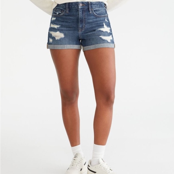 Aeropostale High Rise Curvy High Thrashed Stretchy Denim Jean Shorts Size 4 - Picture 3 of 9